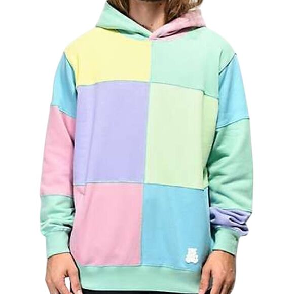 Teddy Fresh Patchwork Hoodie Colorblock Sweatshirt Pastel Sunrise Mint Medium - Picture 1 of 6